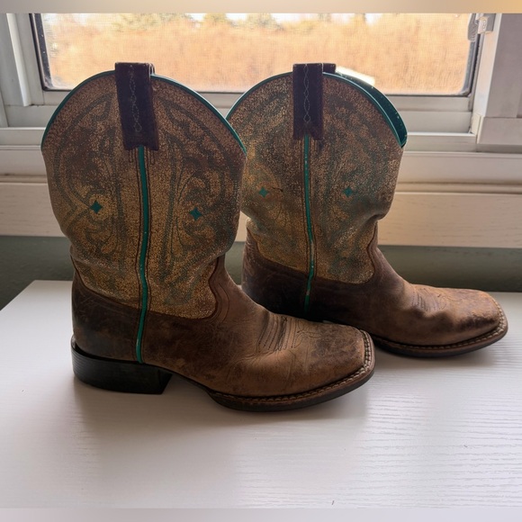 Ariat Youth Cowboy Boots Size 5 Fits Women’s 7 Brown Western Boots - Picture 6 of 12